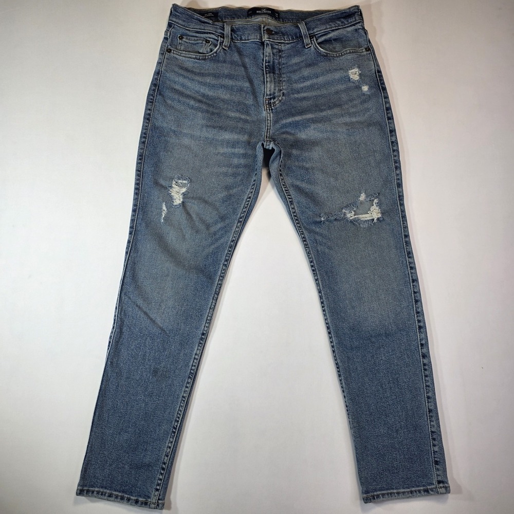 Hollister Dad Jeans Women's 34x30 Light Wash Distressed Epic Flex Relaxed Denim